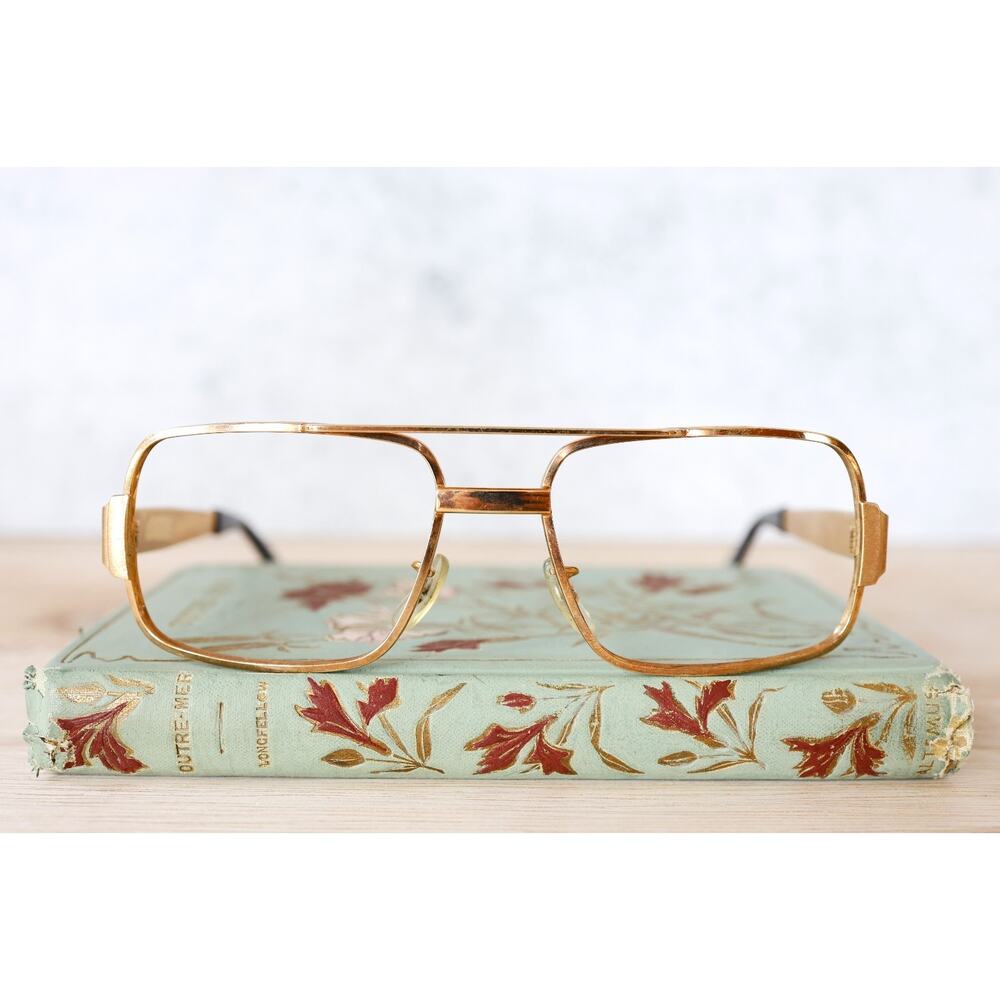 Vintage 1970s Eyeglasses NOS Austria Aviator Brushed Gold Toned Retro NOS